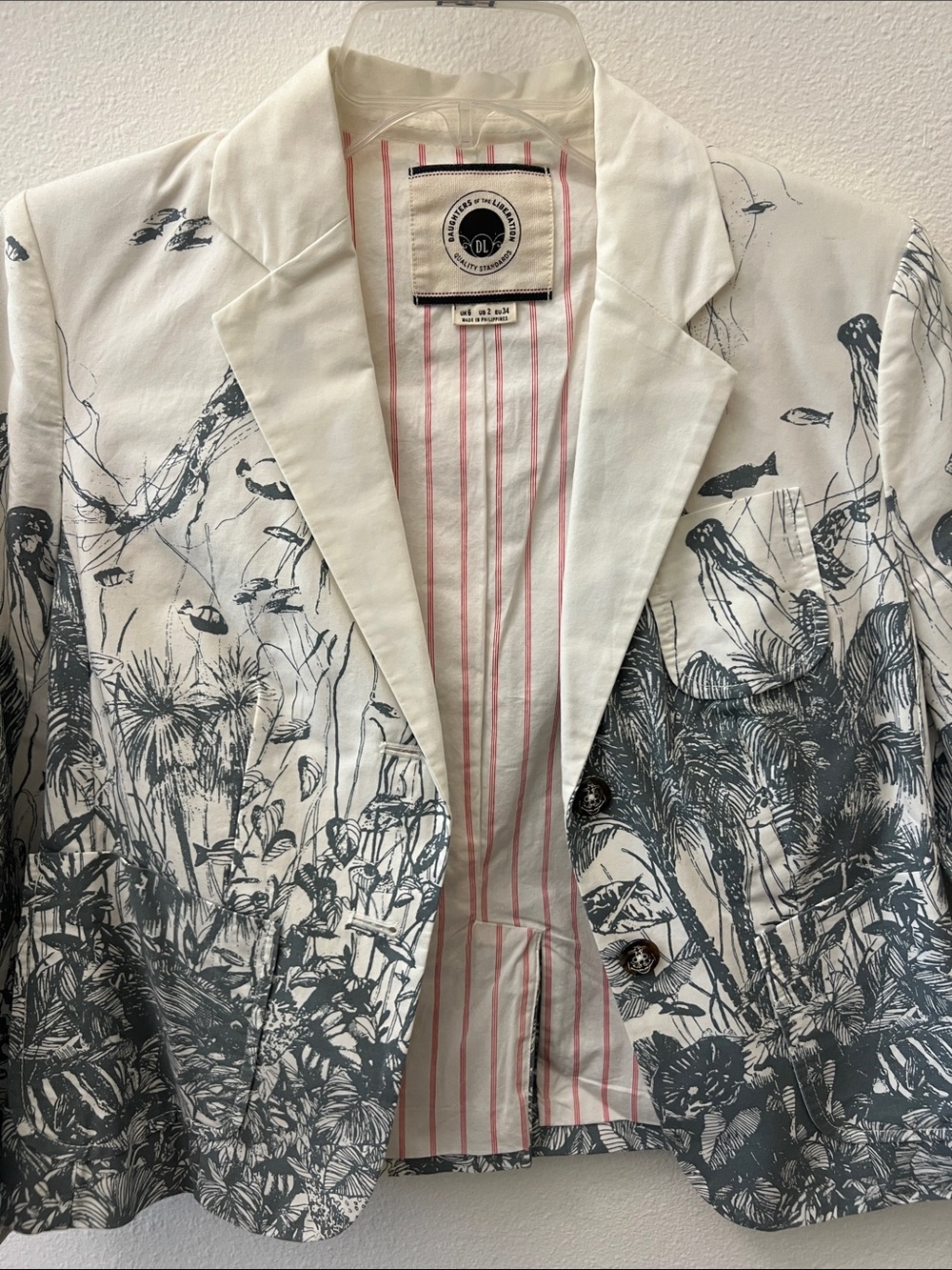 Women’s White Floral-Print Blazer Jacket by DL1961